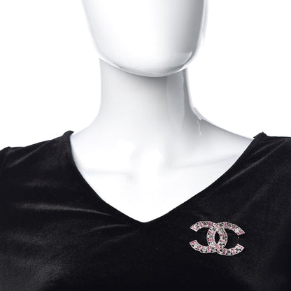 Chanel Baguette Crystal CC Brooch Silver Pink 2 of 5