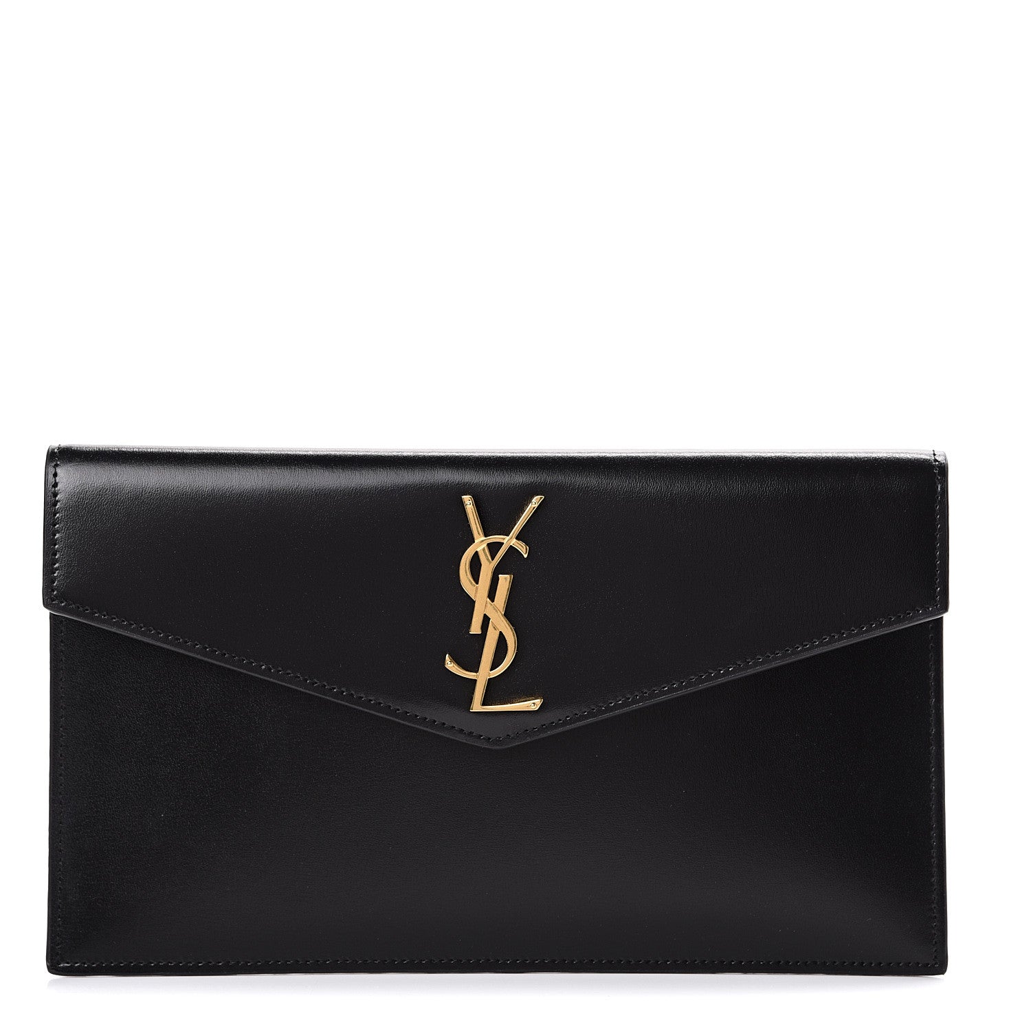 Saint Laurent Smooth Shiny Calfskin Monogram Uptown Pouch Black 1 of 8