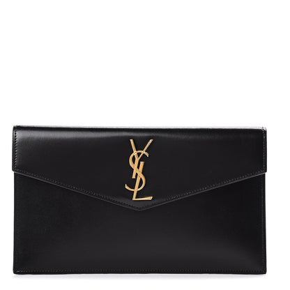 Saint Laurent Smooth Shiny Calfskin Monogram Uptown Pouch Black 1 of 8