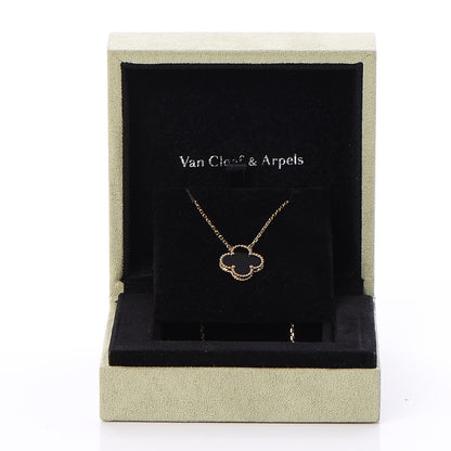 Van Cleef & Arpels 18K Yellow Gold Black Onyx Vintage Alhambra Pendant Necklace 12 of 12