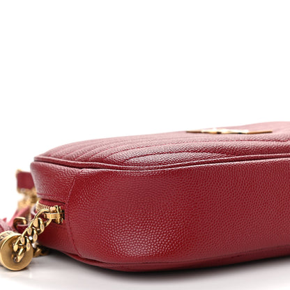 Saint Laurent Grain De Poudre Matelasse Monogram Mini Lou Camera Bag Opyum Red 9 of 12