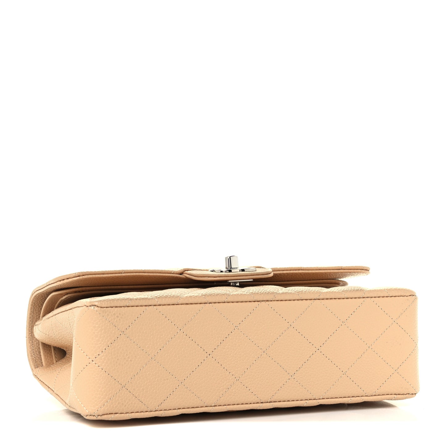 Caviar Quilted Small Double Flap Beige