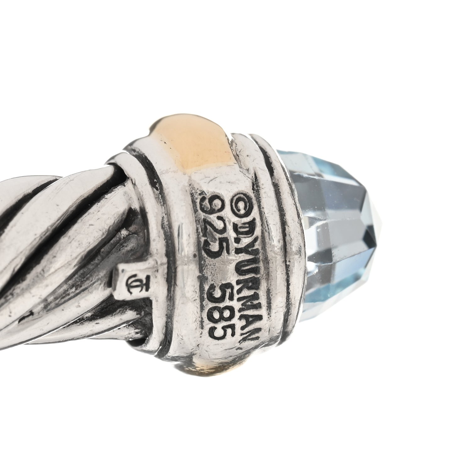 Sterling Silver 14K Yellow Gold Blue Topaz 7mm Cable Classics Bracelet