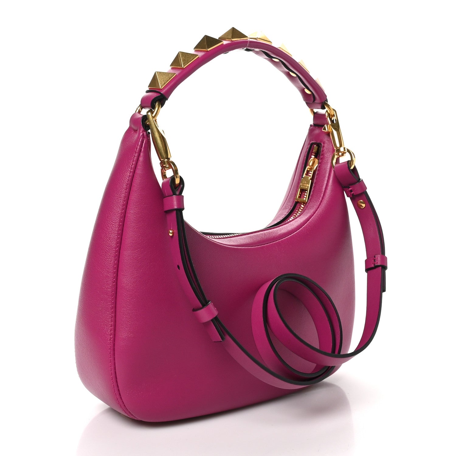 Valentino Garavani Calfskin Stud Sign Zip Hobo Rose Violet 3 of 9