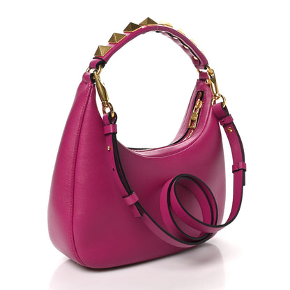 Valentino Garavani Calfskin Stud Sign Zip Hobo Rose Violet 3 of 9