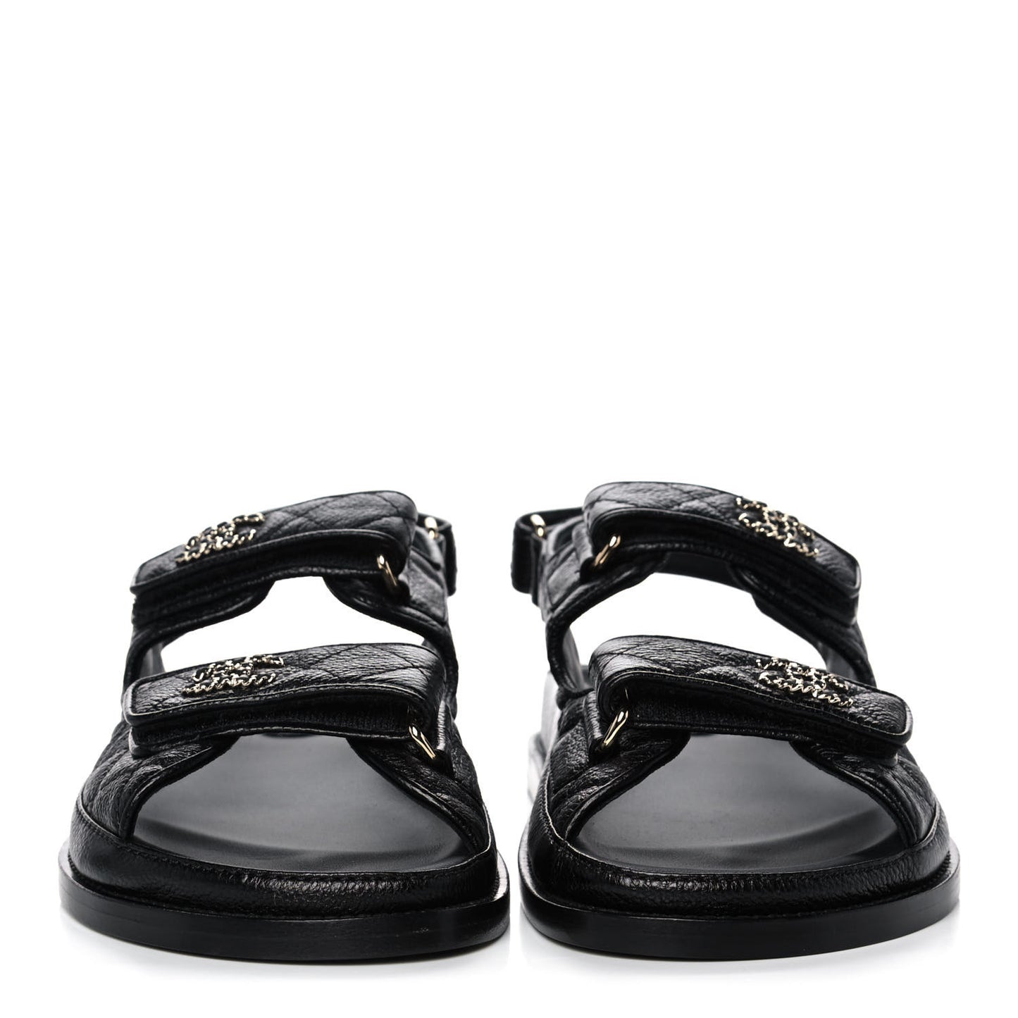 Grained Calfskin Velcro Dad Sandals 36.5 Black