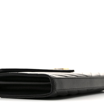 Saint Laurent Grain De Poudre Matelasse Chevron Monogram Chain Wallet Black 8 of 13