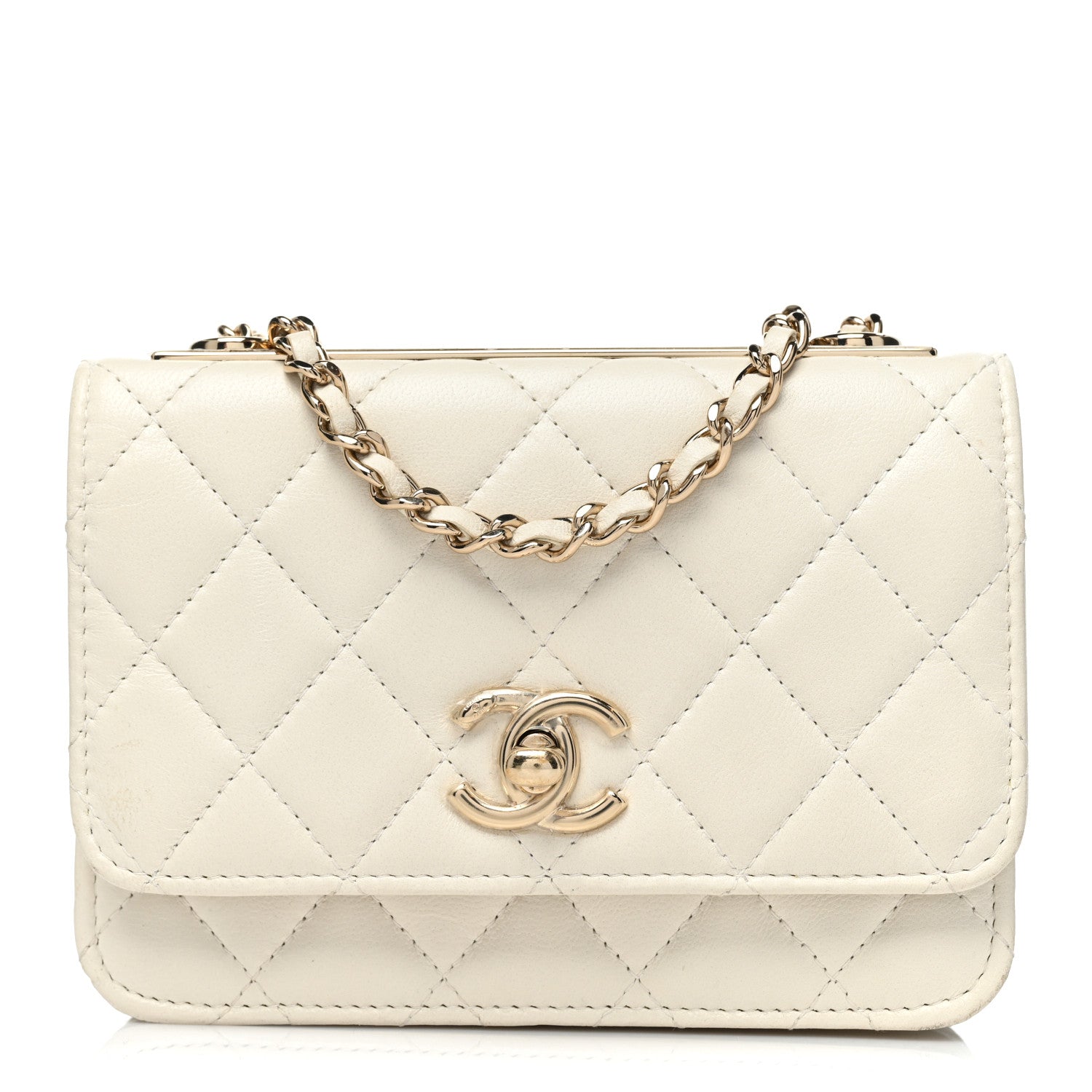 Chanel Lambskin Quilted Mini Trendy CC Wallet On Chain WOC White 1 of 14
