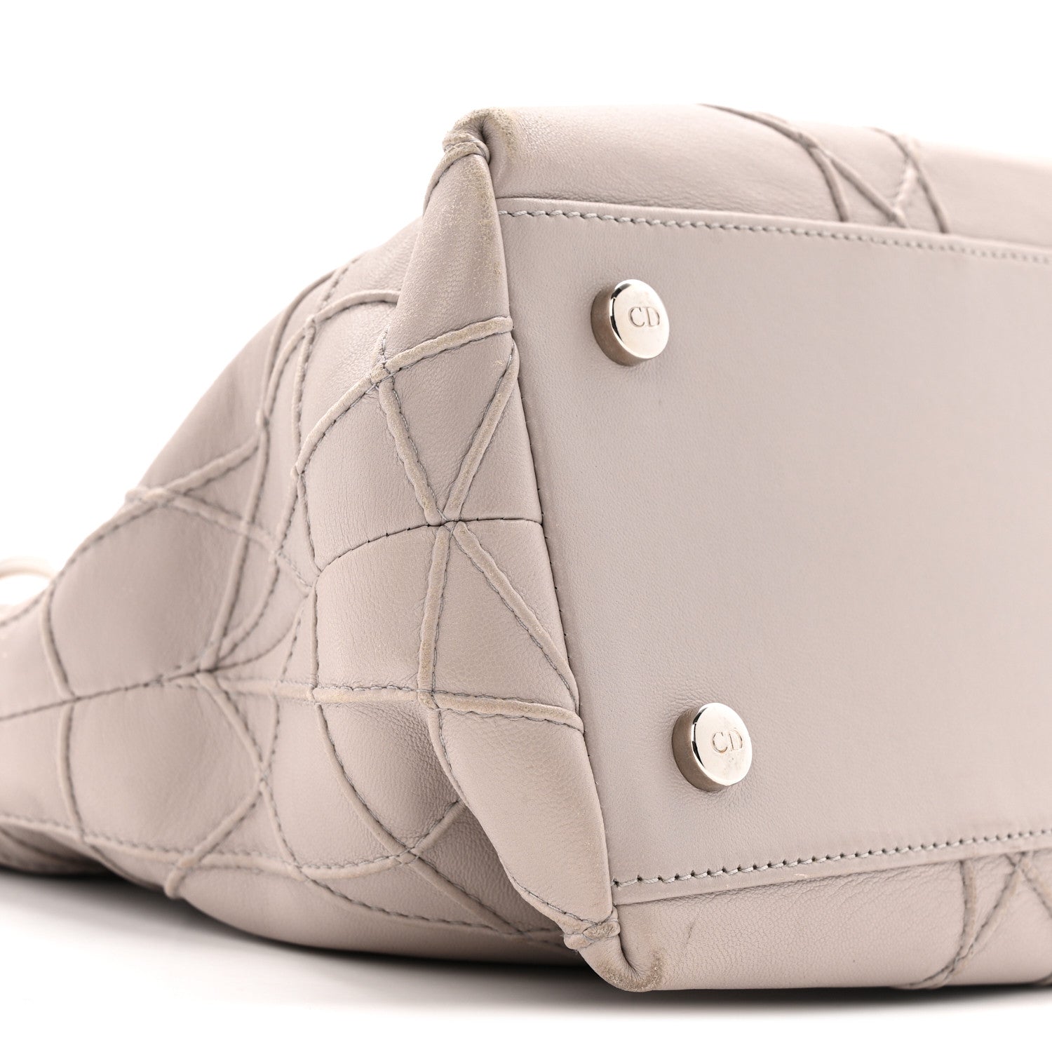 Christian Dior Lambskin Cannage Medium Granville Tote Grey 9 of 17