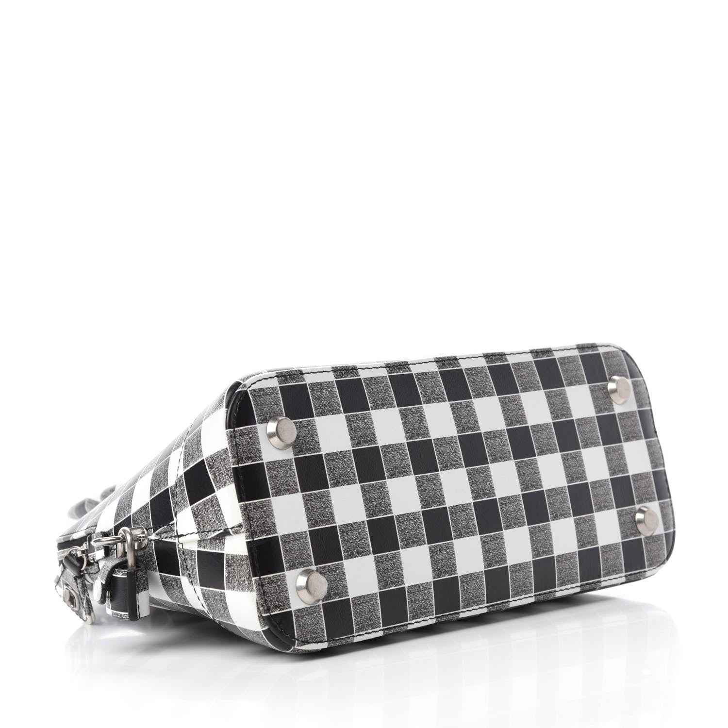 Balenciaga Calfskin Checked S Ville Top Handle Bag Black 4 of 11