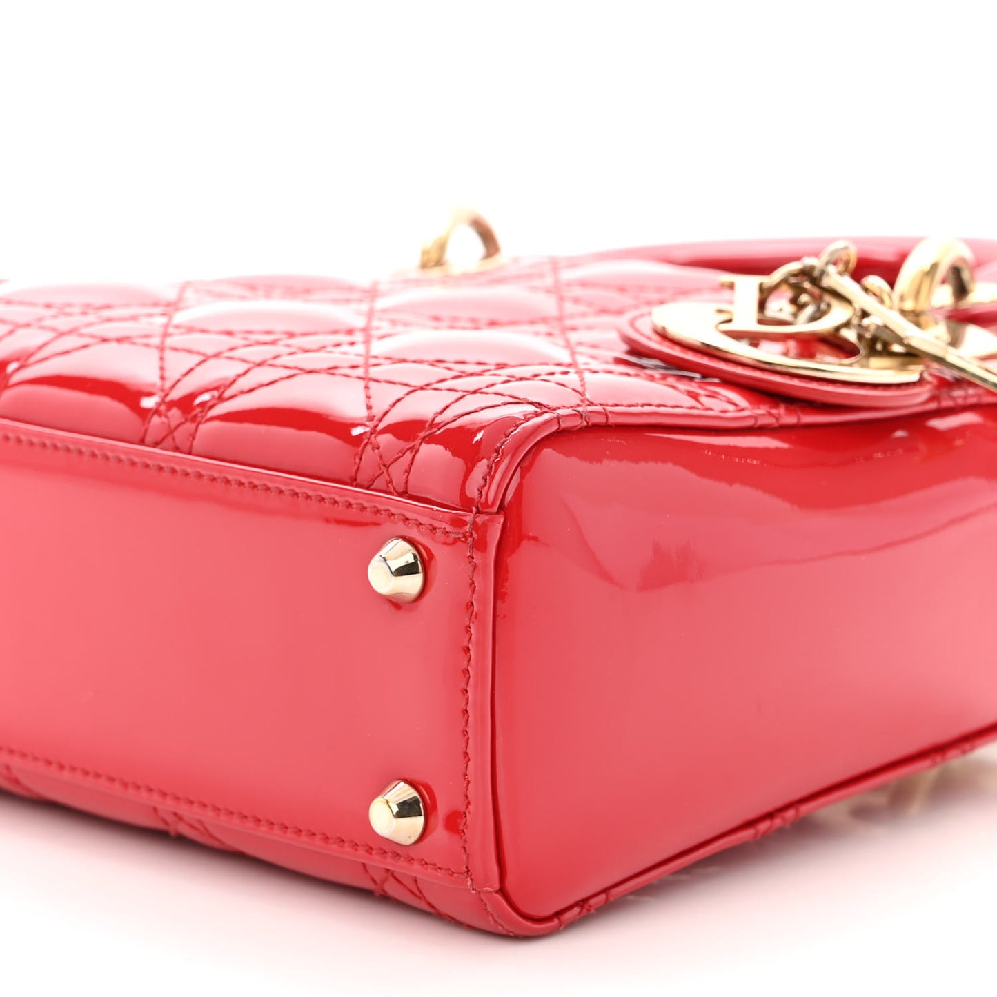 Patent Cannage Mini Lady Dior Red