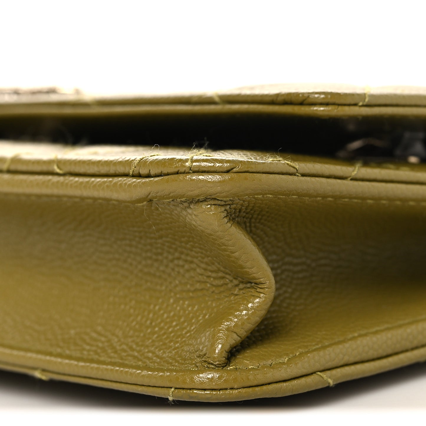 Caviar Quilted Crystal CC Wallet On Chain WOC Green