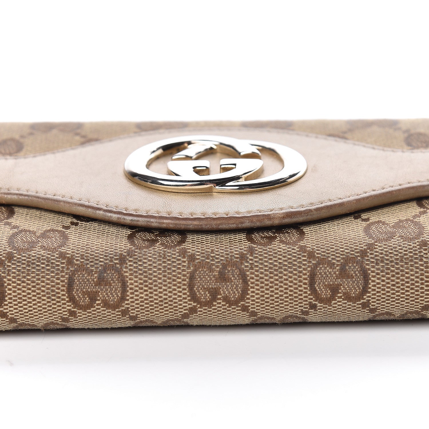 Gucci Monogram Margaux Calfskin Sukey Continental Wallet Beige Ebony Golden Beige 12 of 15