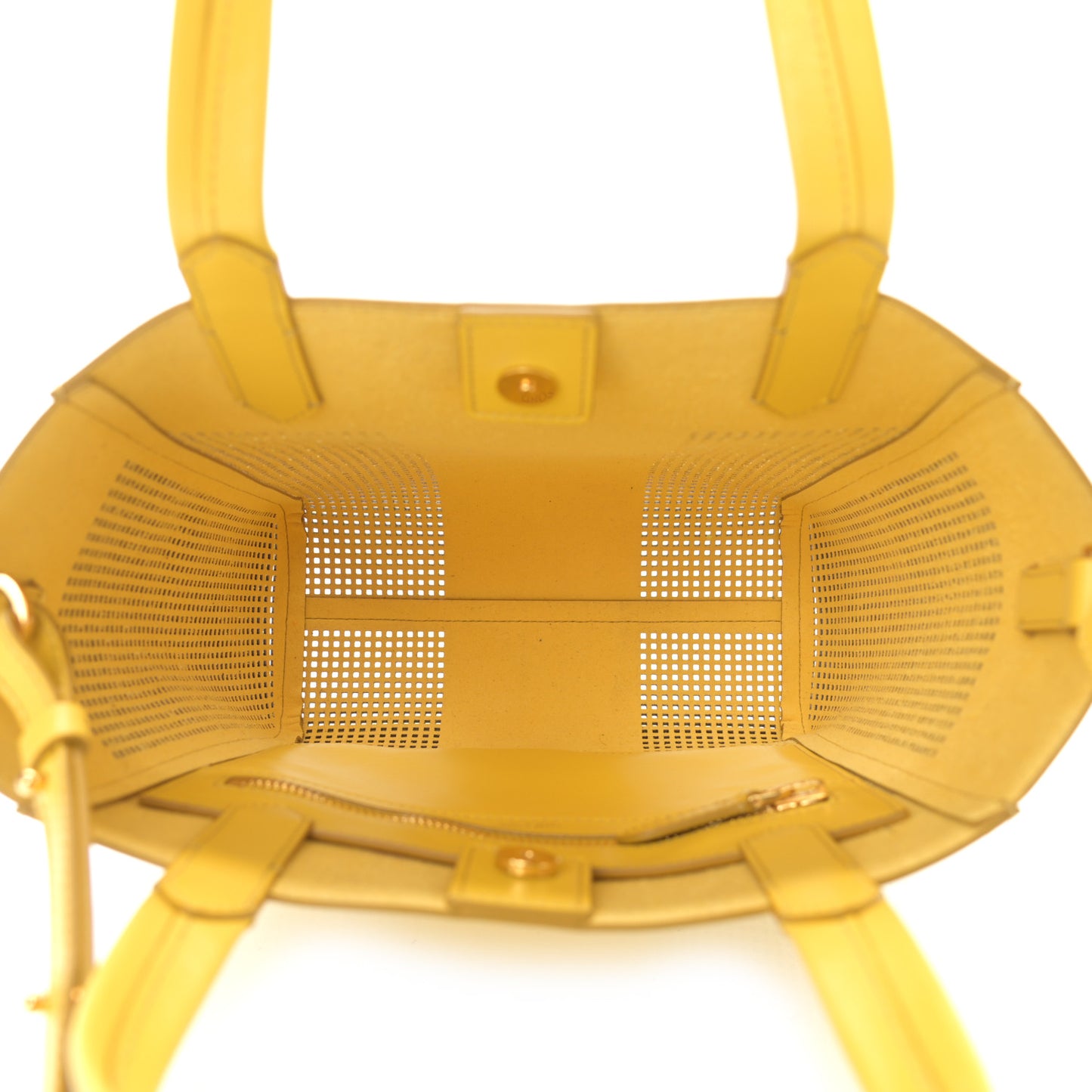 Calfskin Perforated Graphic T Tote Citron