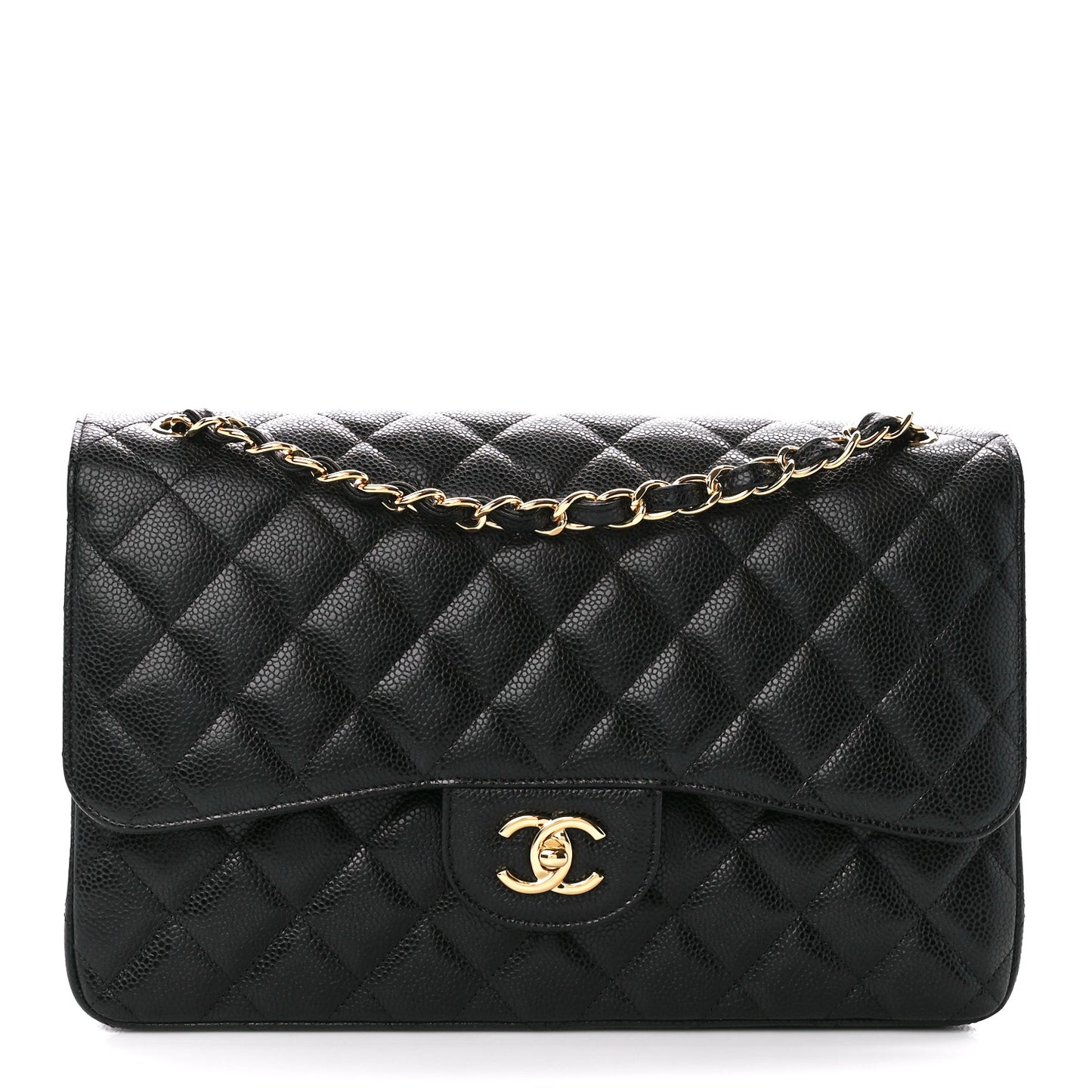 Caviar Quilted Jumbo Double Flap Black