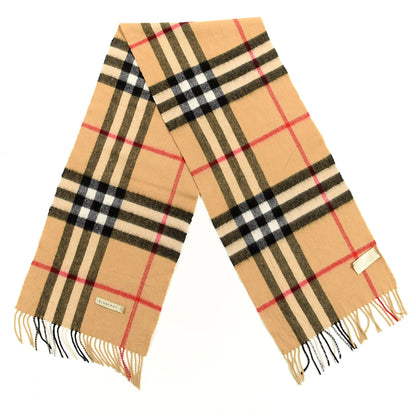Burberry Cashmere Giant Check Fringe Scarf Camel 2 of 4