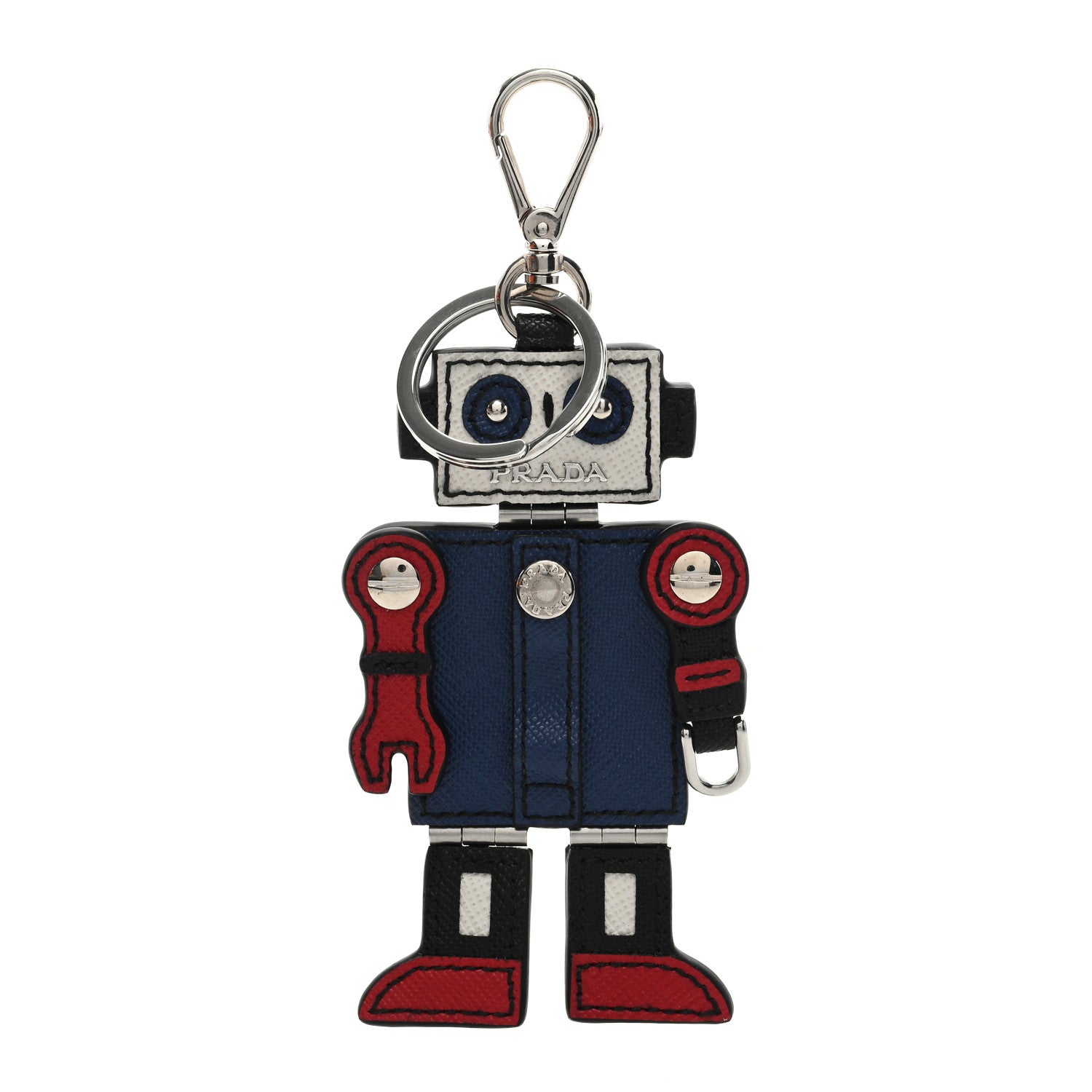 Prada Saffiano Robot Keychain Bluette Fuoco 1 of 3