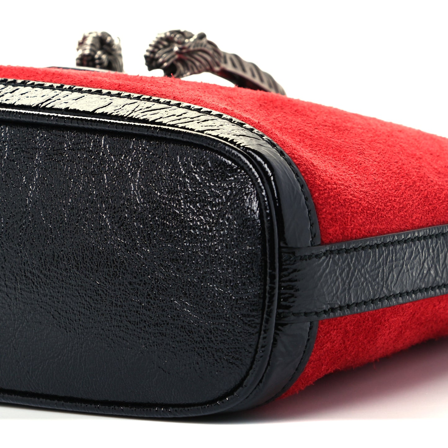 Suede Patent Medium Dionysus Bucket Bag Red