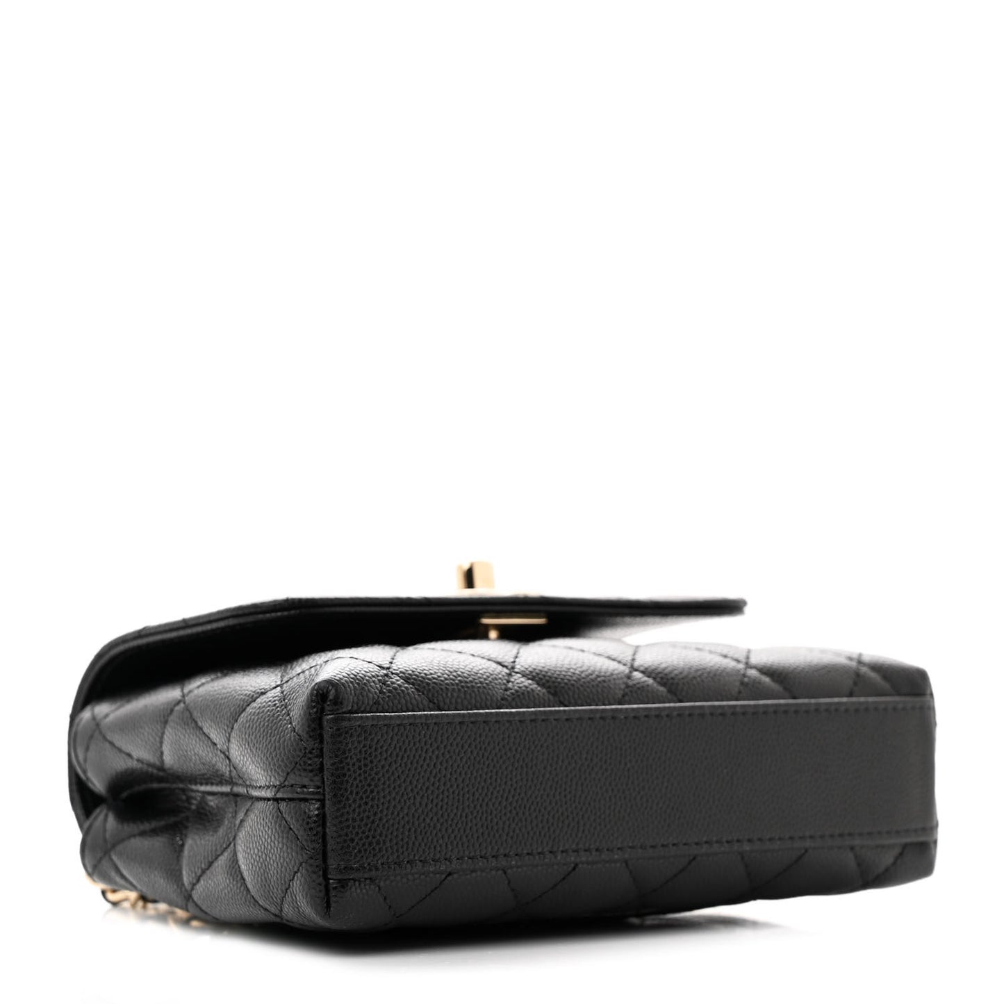 Caviar Quilted Coco Handle Clutch With Chain Black