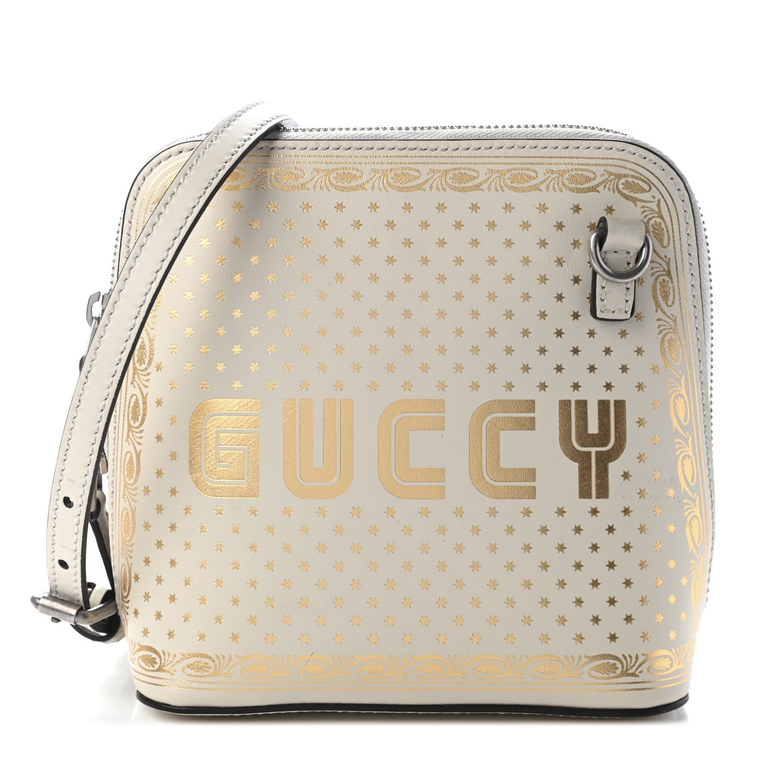 Gucci X SEGA Calfskin GUCCY Stars Mini Dome Shoulder Bag Mystic White Gold 1 of 11
