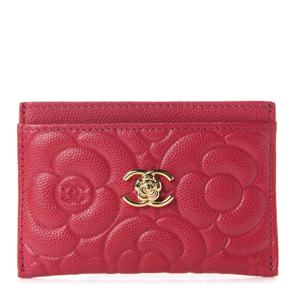 Chanel Caviar Camellia Embossed Card Holder Fuchsia 1 of 8
