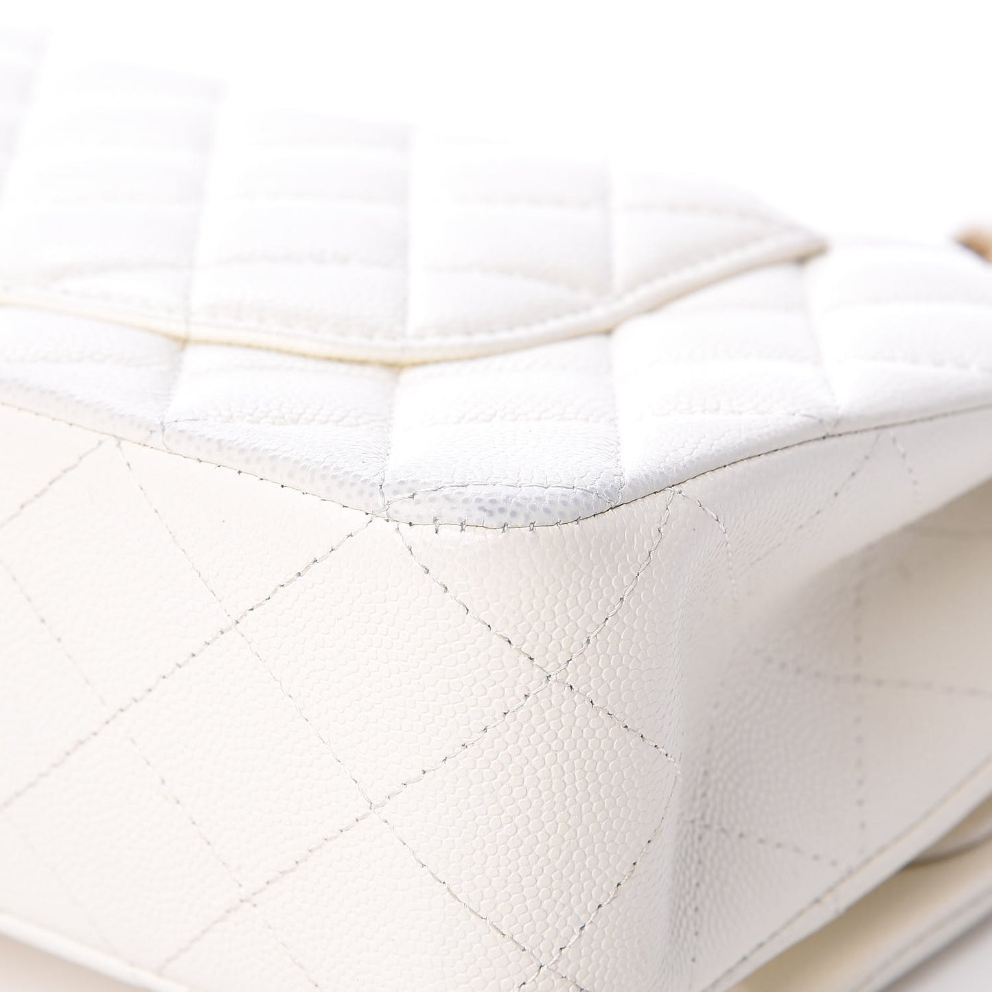 Caviar Quilted Medium Double Flap White