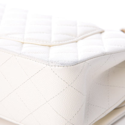 Chanel Caviar Quilted Medium Double Flap White 11 of 14