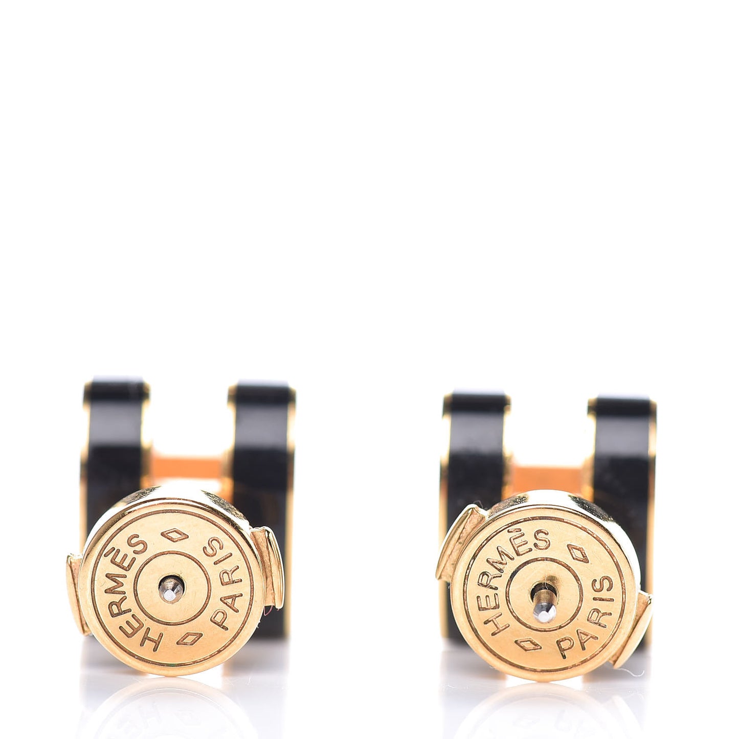 Gold Lacquered Pop H Earrings Black