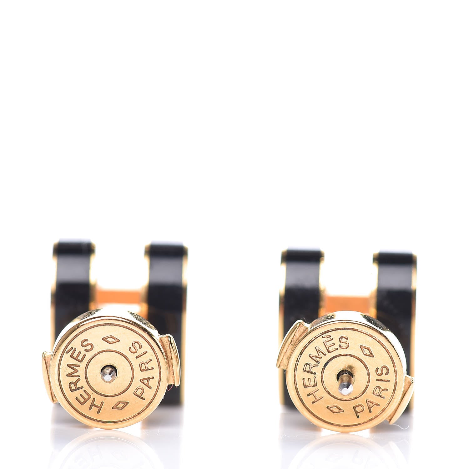 Hermes Gold Lacquered Pop H Earrings Black 3 of 5