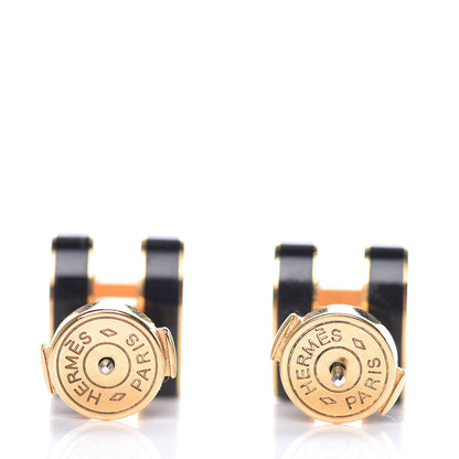 Hermes Gold Lacquered Pop H Earrings Black 3 of 5