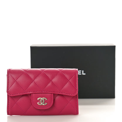 Chanel Caviar Quilted Flap Card Holder Wallet Dark Pink 9 of 9