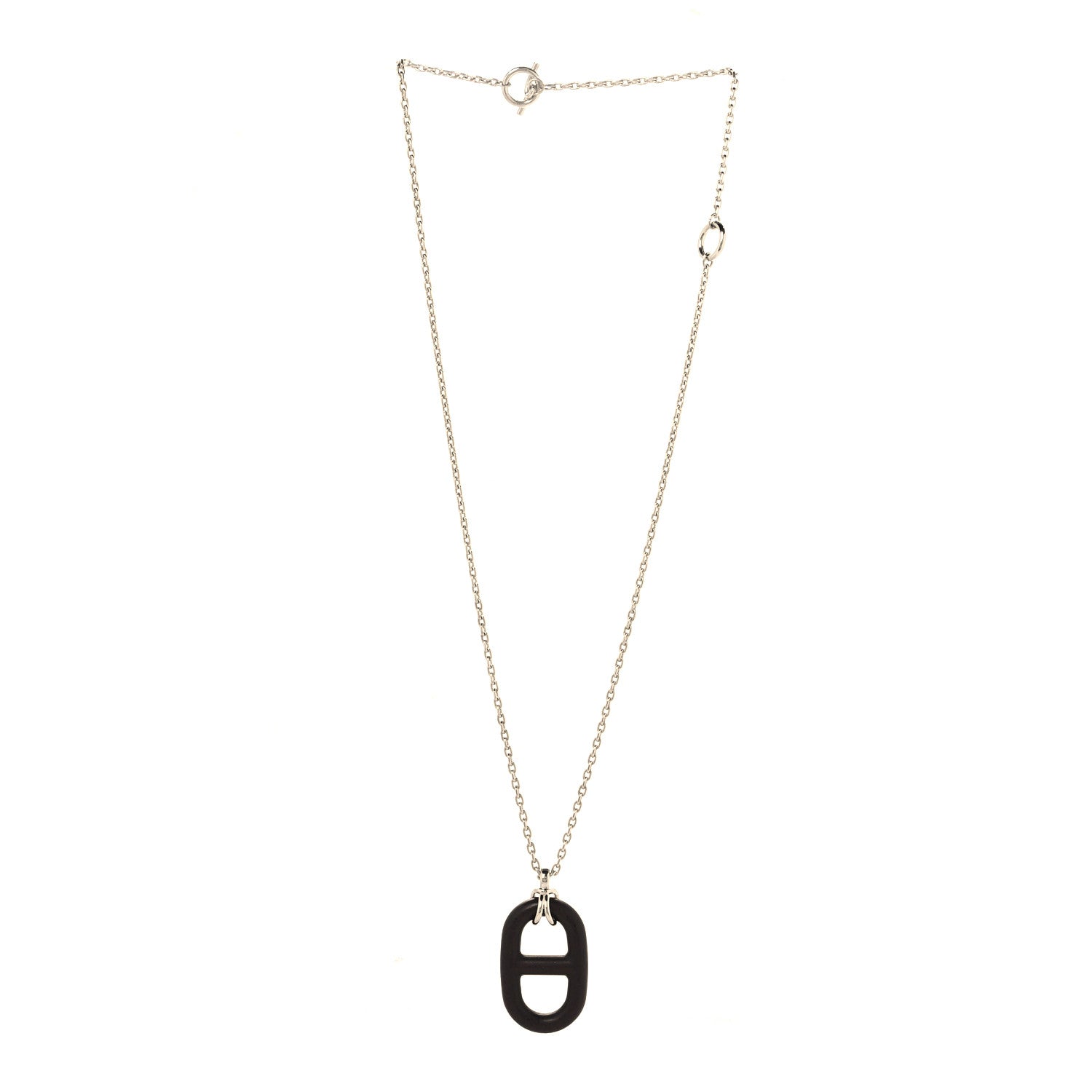 Hermes Vulcanium Chaine d'Ancre Necklace Silver Brun 3 of 6