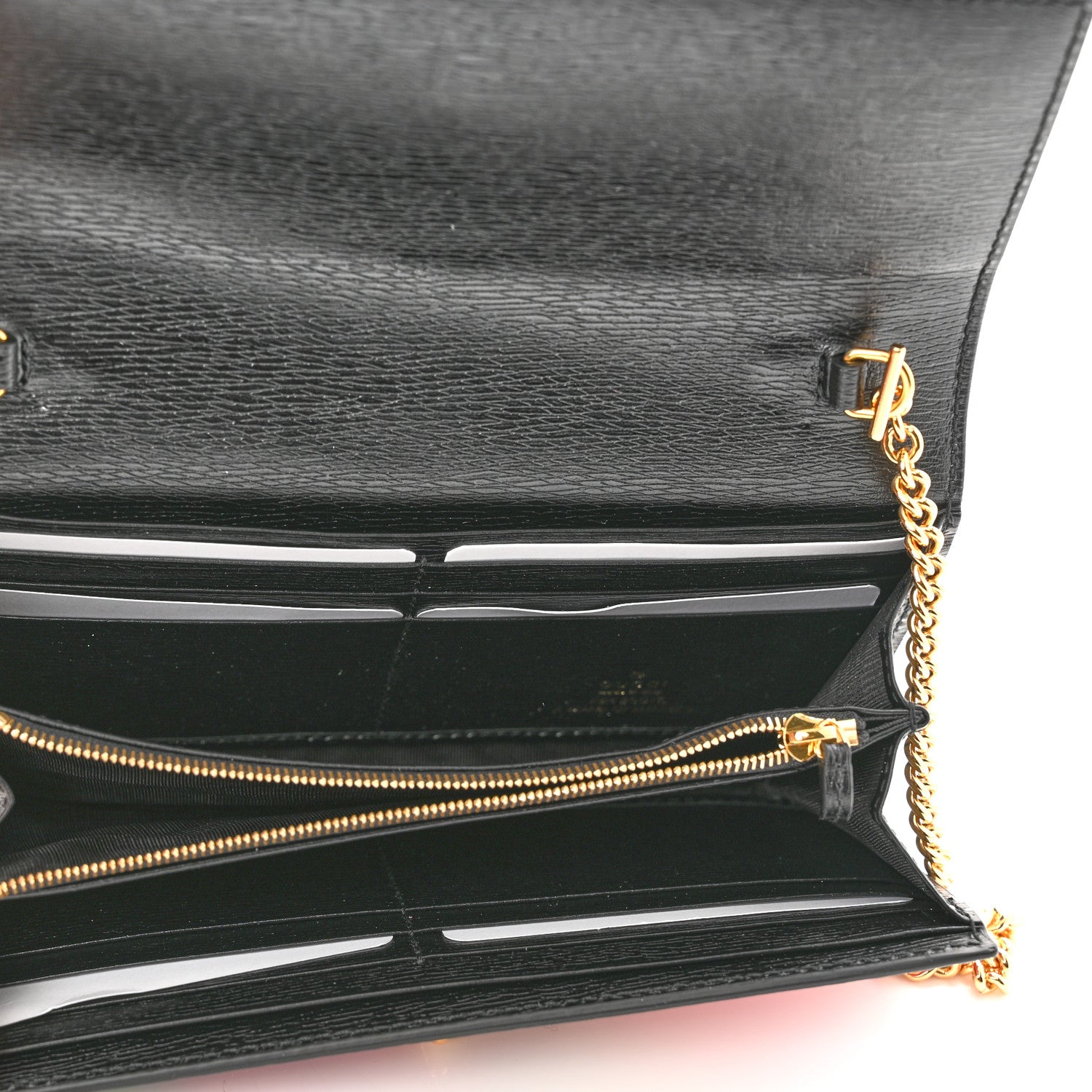 Gucci X KEN SCOTT New Shangai Calfskin Jenny Floral Print Jackie 1961 Chain Wallet Black Pink 5 of 10