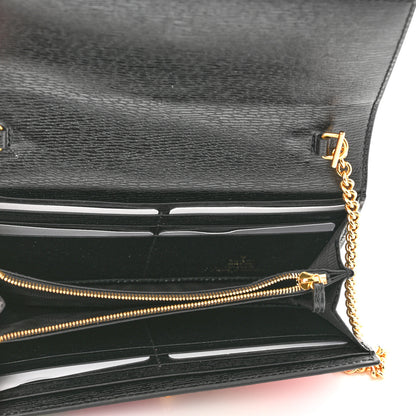 Gucci X KEN SCOTT New Shangai Calfskin Jenny Floral Print Jackie 1961 Chain Wallet Black Pink 5 of 10