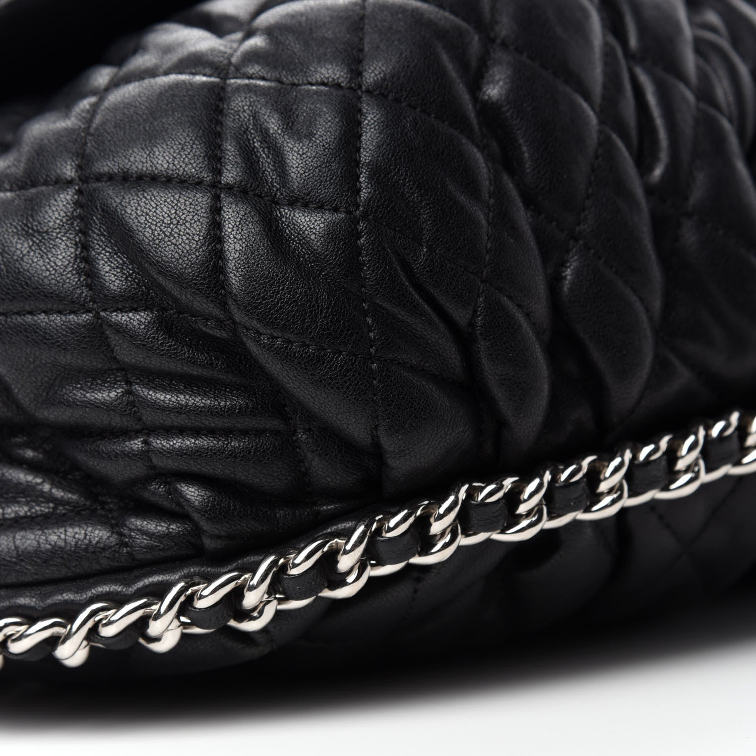 Chanel Washed Lambskin Quilted Large Chain Around Messenger Black 6 of 13