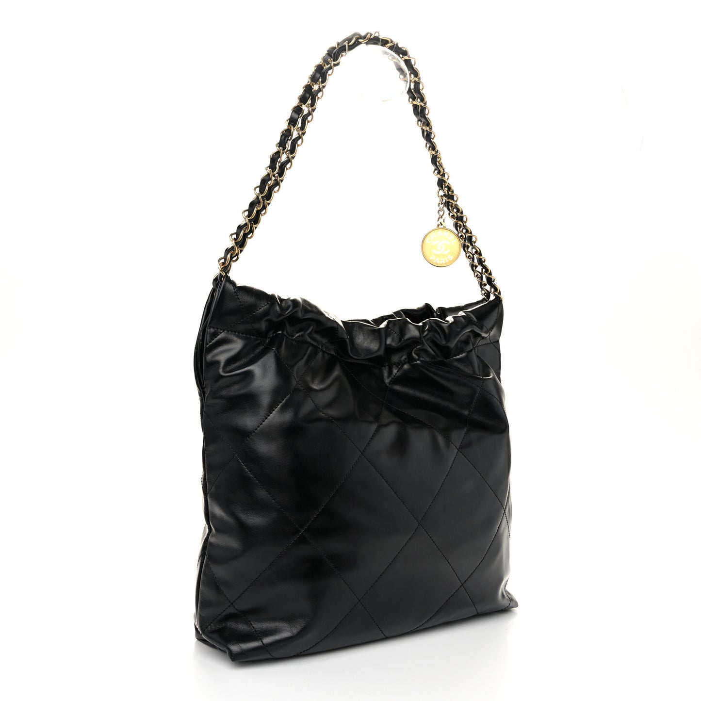 Shiny Calfskin Quilted Small Chanel 22 Black