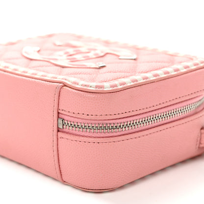 Chanel Caviar Quilted Striped CC Filigree Clutch With Chain Pink White 10 of 10