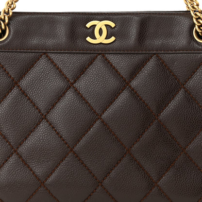 Chanel Caviar Quilted Shopping Tote Dark Brown 8 of 14