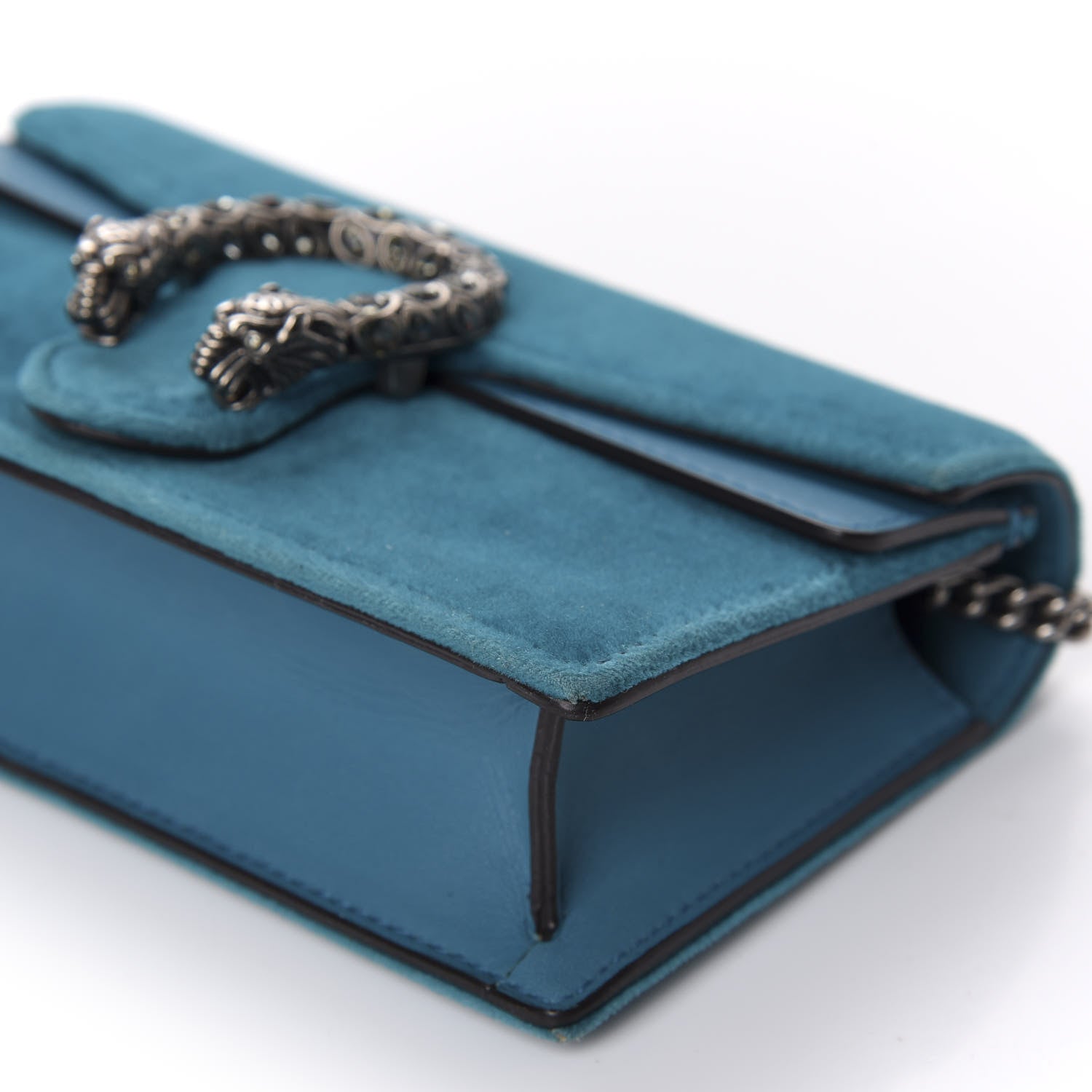 Gucci Velvet Super Mini Dionysus Shoulder Bag Pavone Cyan 7 of 9