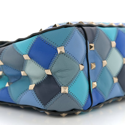 Valentino Garavani Lambskin Patchwork Medium Rockstud Spike Shoulder Bag Angel Blue 8 of 11