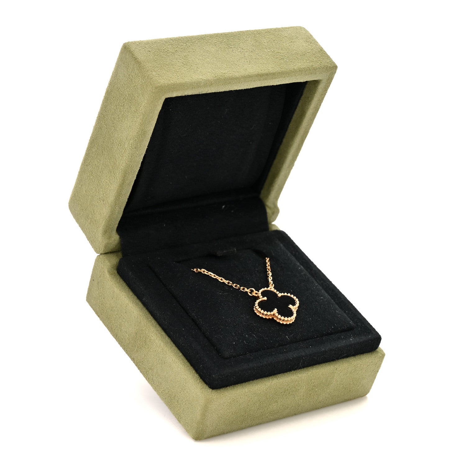 Van Cleef & Arpels 18K Yellow Gold Black Onyx Vintage Alhambra Pendant Necklace 6 of 6