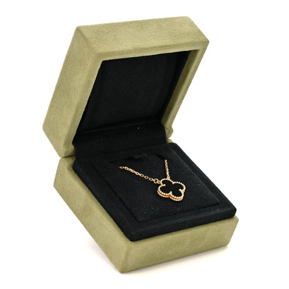 Van Cleef & Arpels 18K Yellow Gold Black Onyx Vintage Alhambra Pendant Necklace 6 of 6