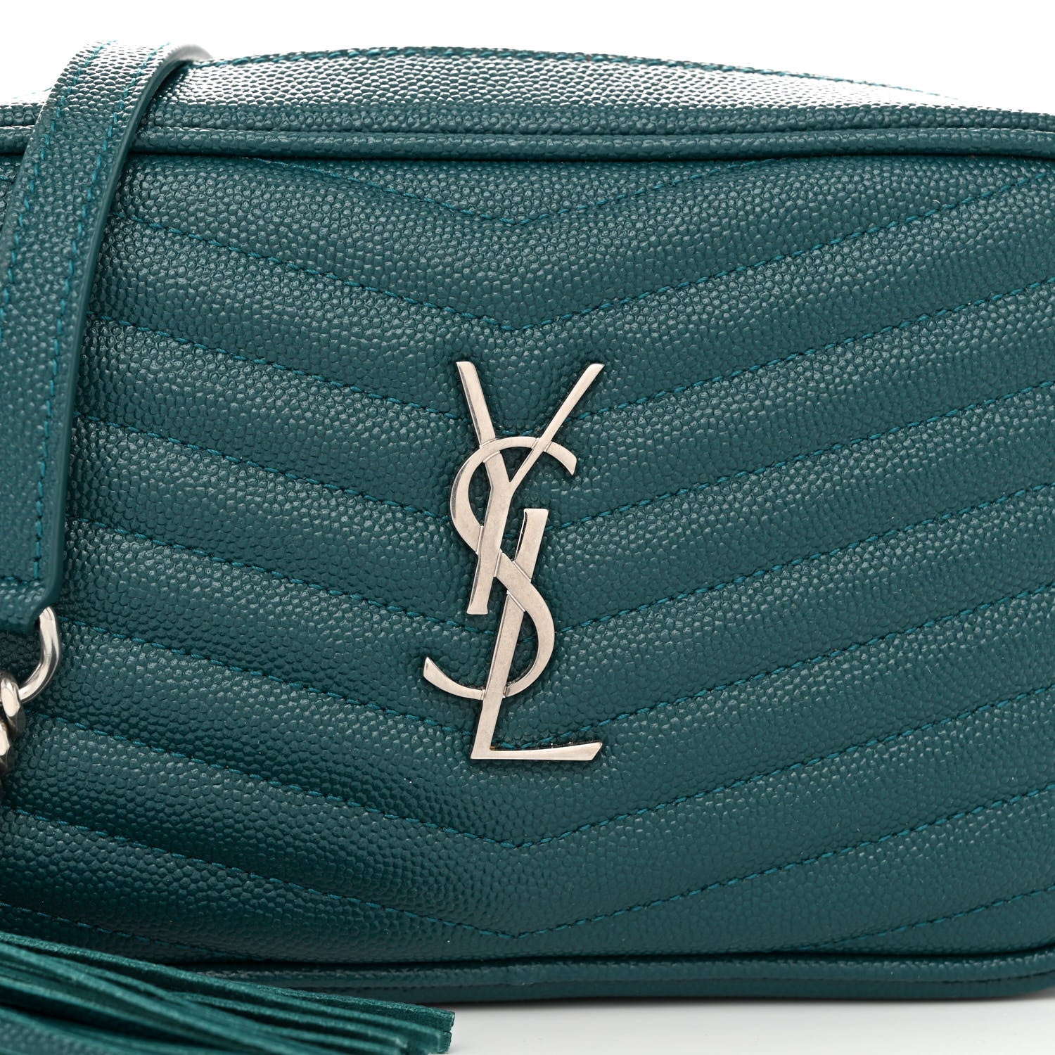 Saint Laurent Grain De Poudre Matelasse Monogram Mini Lou Camera Bag Petrol Green 7 of 9