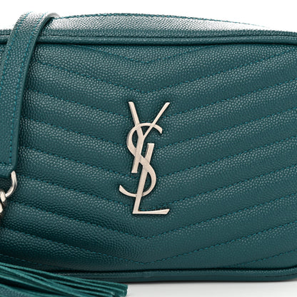 Saint Laurent Grain De Poudre Matelasse Monogram Mini Lou Camera Bag Petrol Green 7 of 9
