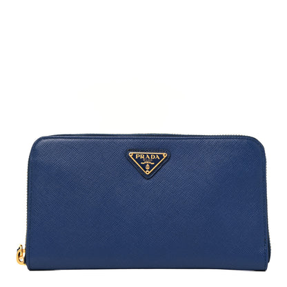 Prada Saffiano Metal Zip Around Wallet Bleuette 1 of 11
