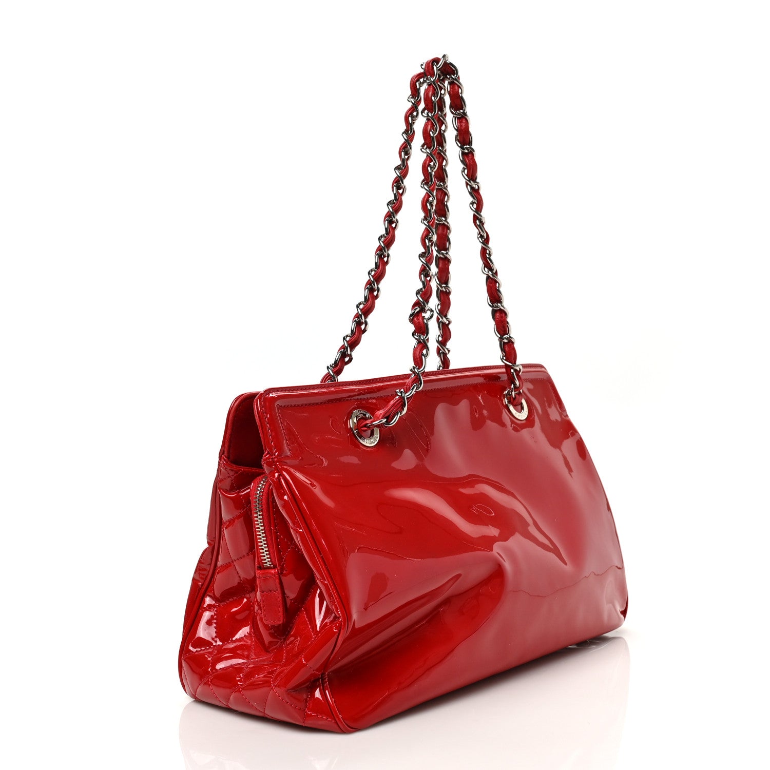 Chanel Vinyl Lipstick Ligne Tote Red 3 of 11
