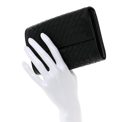 Bottega Veneta Nappa Intrecciato Continental Compact Flap Wallet Black 2 of 7
