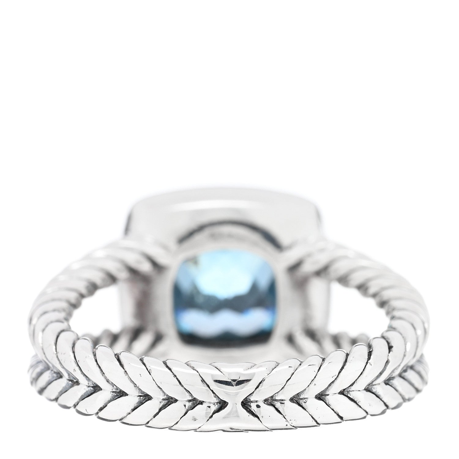 David Yurman Sterling Silver Diamond Blue Topaz 7mm Petite Albion Ring 50 5.5 3 of 5