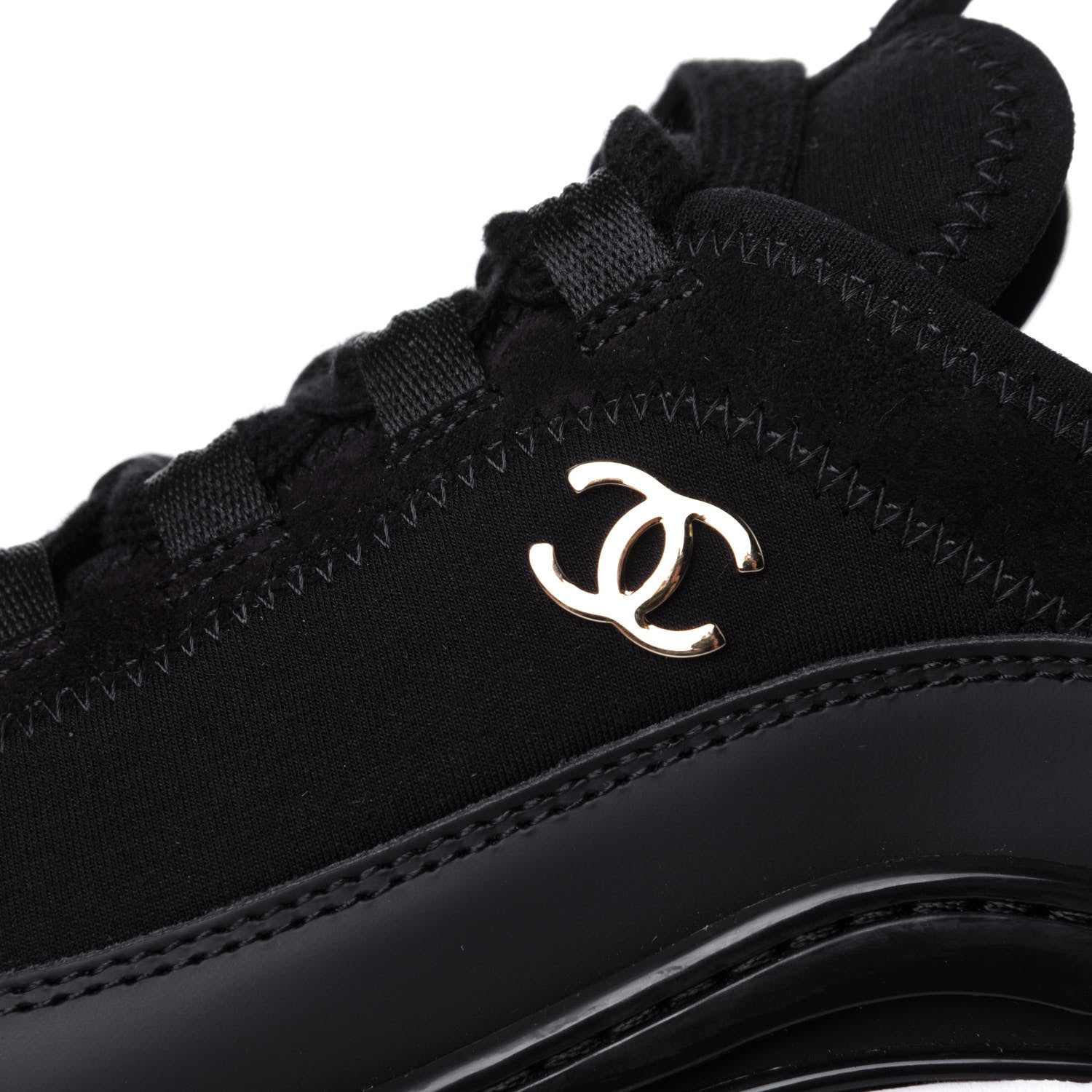Chanel Velvet Calfskin Mixed Fibers CC Sneakers 37 Black 11 of 12