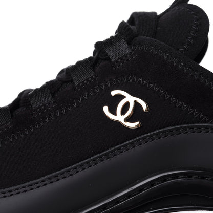 Chanel Velvet Calfskin Mixed Fibers CC Sneakers 37 Black 11 of 12